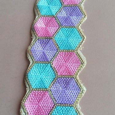 Blue, Pink, Purple And Gold Embroidered Trim